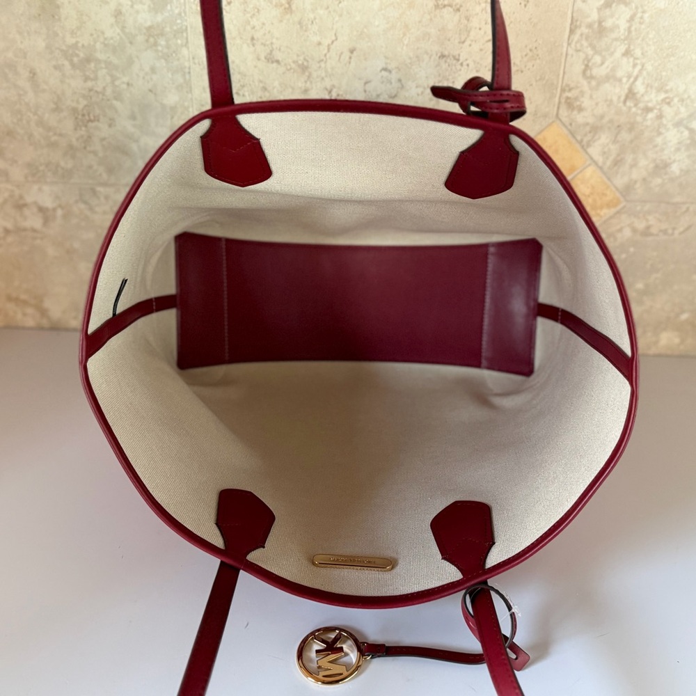 Michael Kors Eva Large Tote Shoulder Bag + 1 Pouch MK Ombre Cherry - Picture 8 of 15